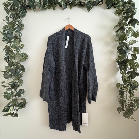 Lululemon Athletic Alpaca Wool Blend Shawl Collar Cardigan Black NWT Size S - Picture 1 of 7